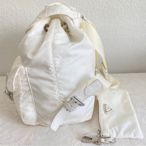 Prada white Re-Nylon medium backpack with pouch - Picture 6 of 16